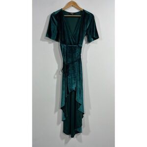 Lulus Emerald Green Velvet Fairy Grunge Hoco Wrap Dress Small Whimsigoth